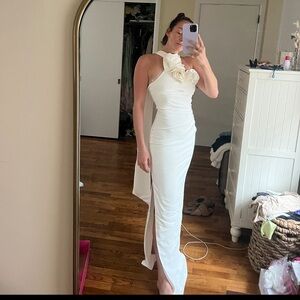 Mango Capsule Collection white gown with floral appliqué